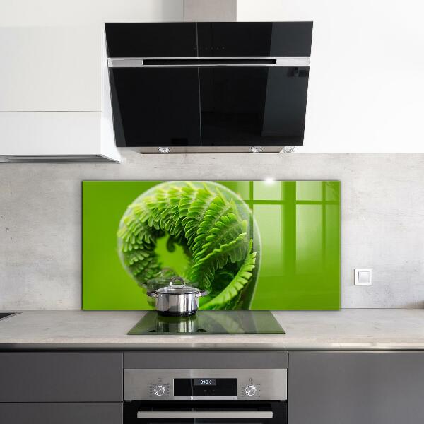 Kitchen splashback Green fern leaf