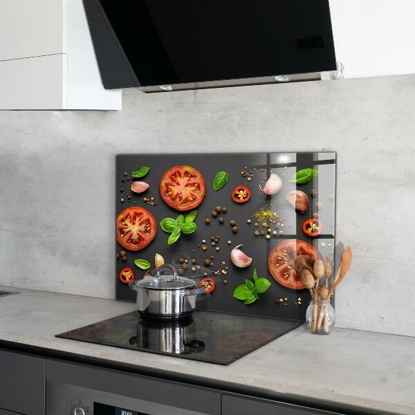 Kitchen wall panels Italian cuisine basil tomatoes