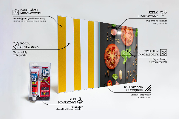 Kitchen wall panels Italian cuisine basil tomatoes