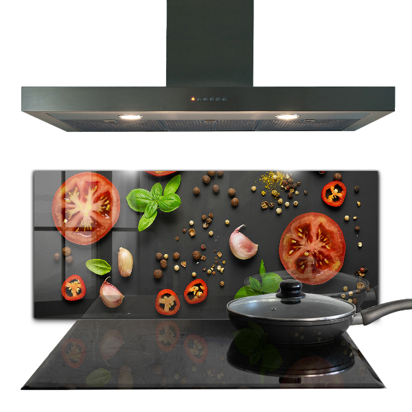 Kitchen wall panels Italian cuisine basil tomatoes