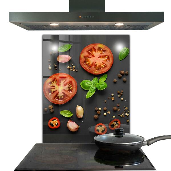 Kitchen wall panels Italian cuisine basil tomatoes