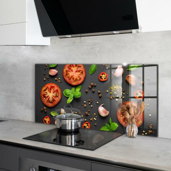 Kitchen wall panels Italian cuisine basil tomatoes