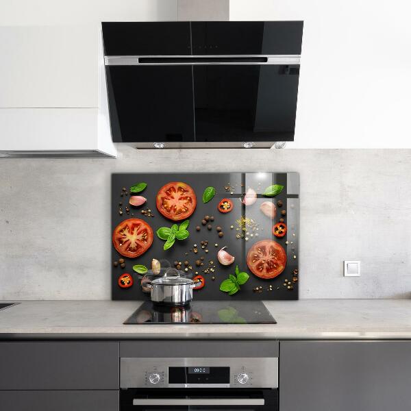 Kitchen wall panels Italian cuisine basil tomatoes