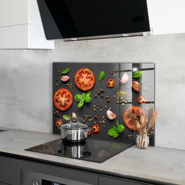 Kitchen wall panels Italian cuisine basil tomatoes