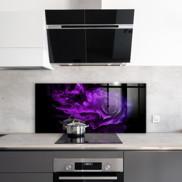 Kitchen glass panel Purple rose abstract smoke
