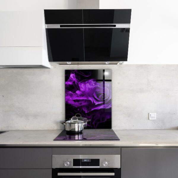 Kitchen glass panel Purple rose abstract smoke
