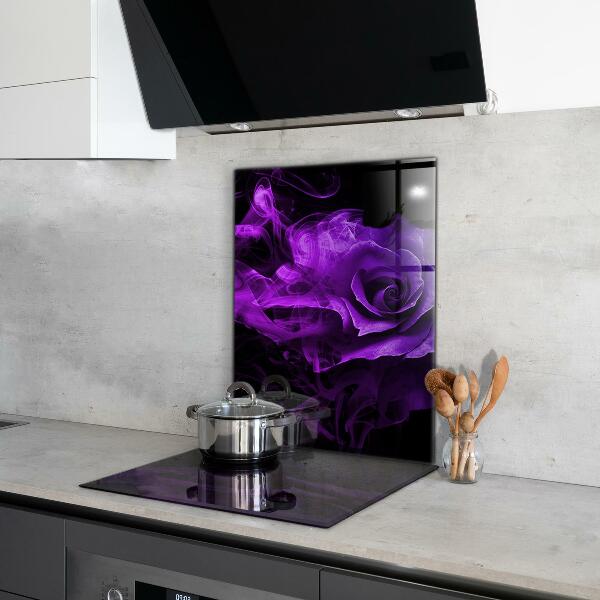 Kitchen glass panel Purple rose abstract smoke