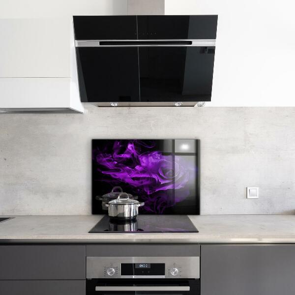 Kitchen glass panel Purple rose abstract smoke