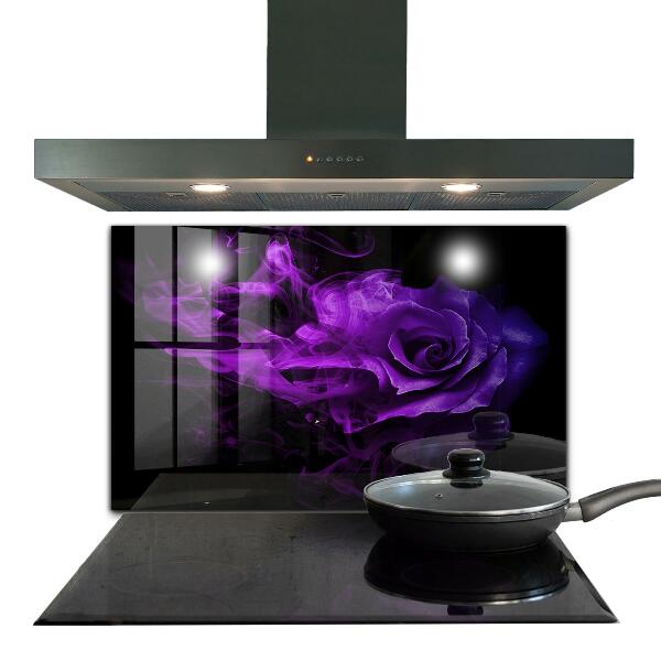 Kitchen glass panel Purple rose abstract smoke