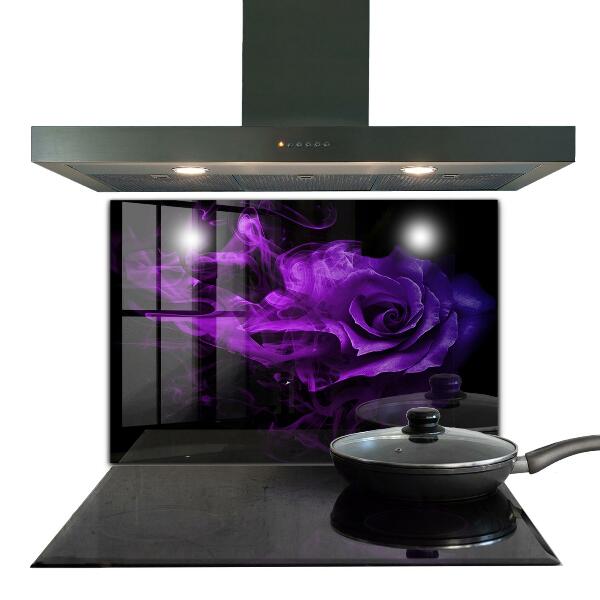 Kitchen glass panel Purple rose abstract smoke