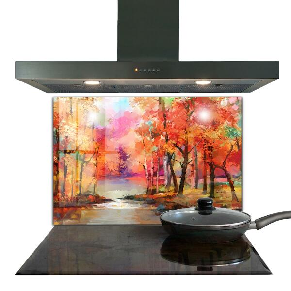 Kitchen wall panels Autumn trees in the park