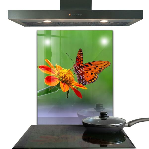 Kitchen wall panels Butterfly on a summer flower