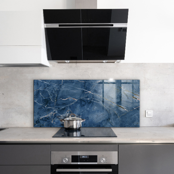 Kitchen splashback Blue marble texture