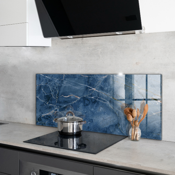 Kitchen splashback Blue marble texture