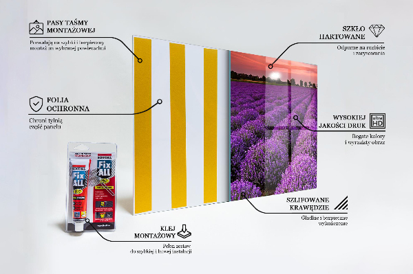 Kitchen glass panel Lavender field landscape