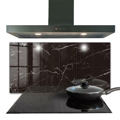 Glass printed splashbacks Black marble texture