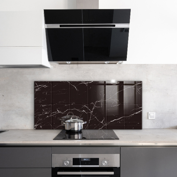 Glass printed splashbacks Black marble texture
