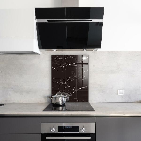 Glass printed splashbacks Black marble texture