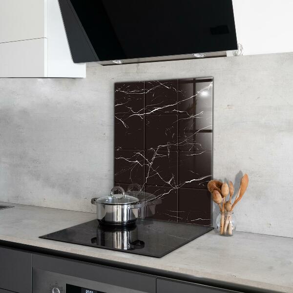 Glass printed splashbacks Black marble texture