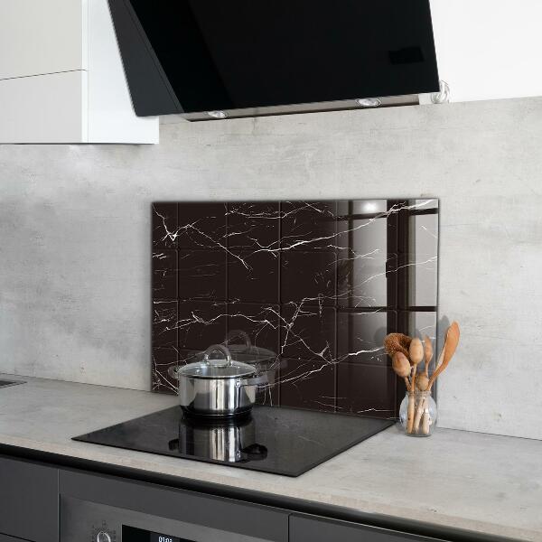 Glass printed splashbacks Black marble texture