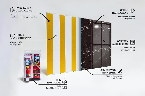 Glass printed splashbacks Black marble texture