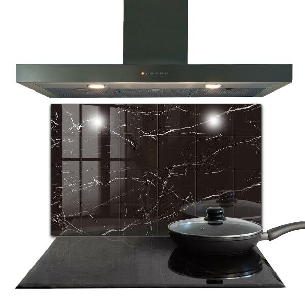 Glass printed splashbacks Black marble texture