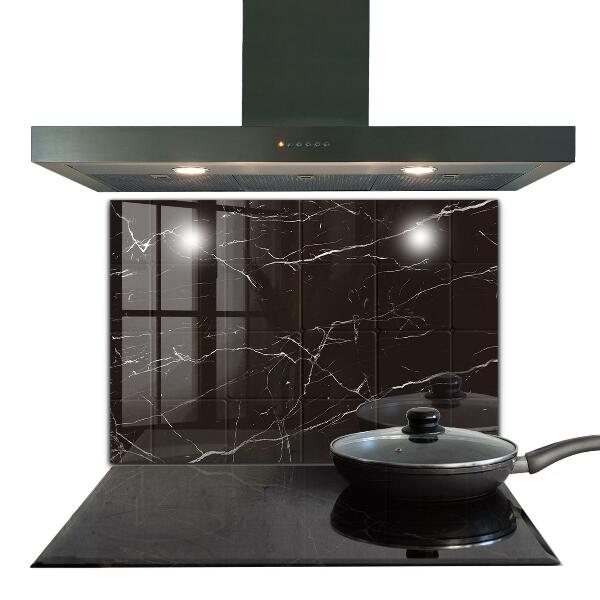 Glass printed splashbacks Black marble texture