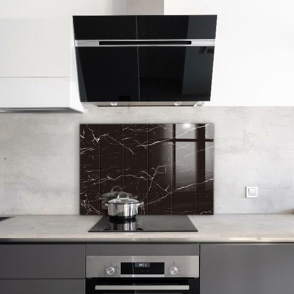 Glass printed splashbacks Black marble texture