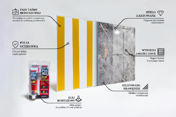 Glass printed splashbacks Gray granite marble stone