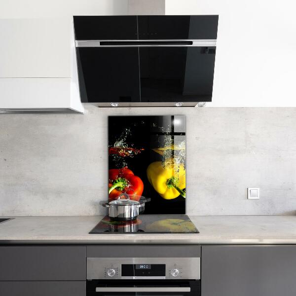 Kitchen wall panels Colorful peppers under water