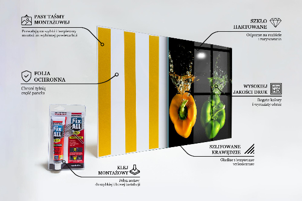 Kitchen wall panels Colorful peppers under water