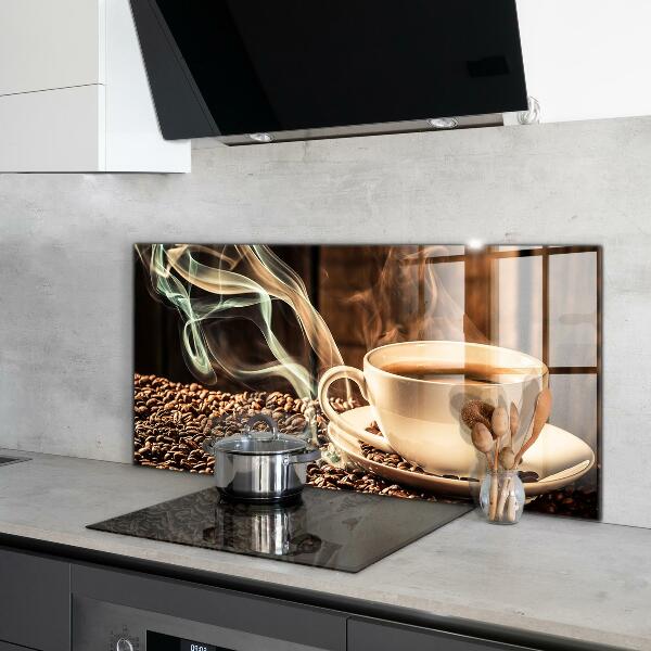 Kitchen wall panels A cup with aromatic coffee