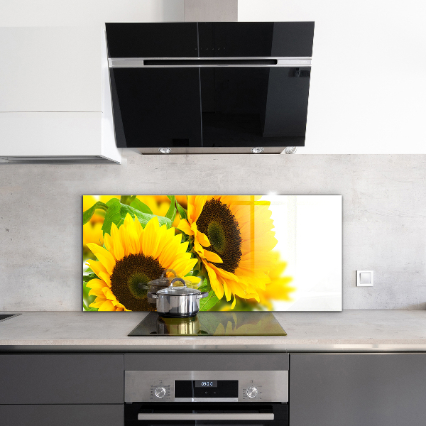 Kitchen glass panel Summer sunflower bouquet