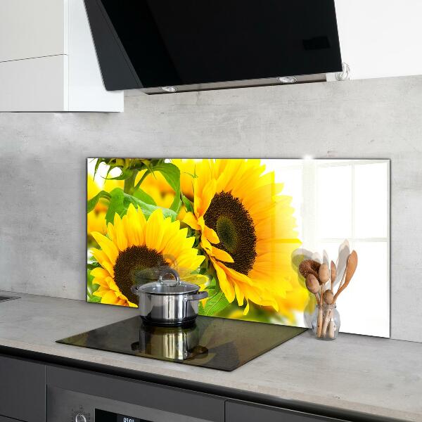 Kitchen glass panel Summer sunflower bouquet