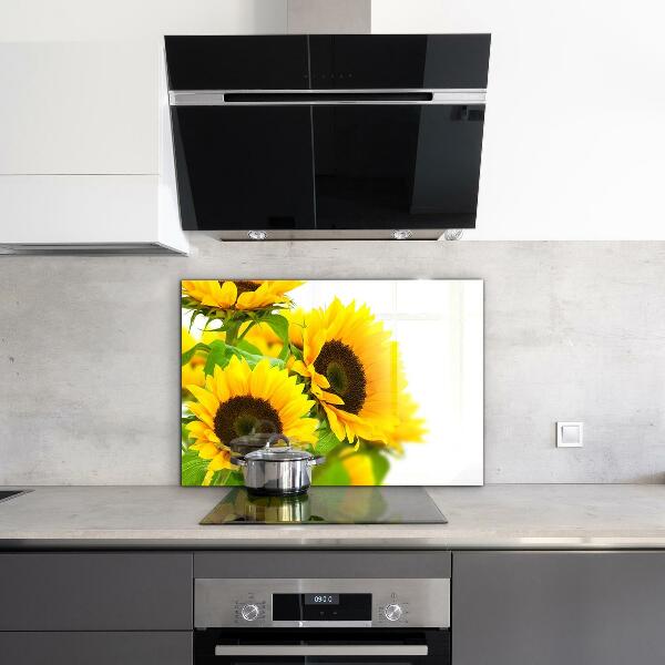 Kitchen glass panel Summer sunflower bouquet