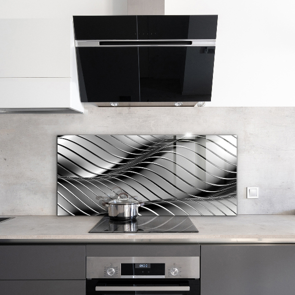 Kitchen wall panels Metal waves abstraction