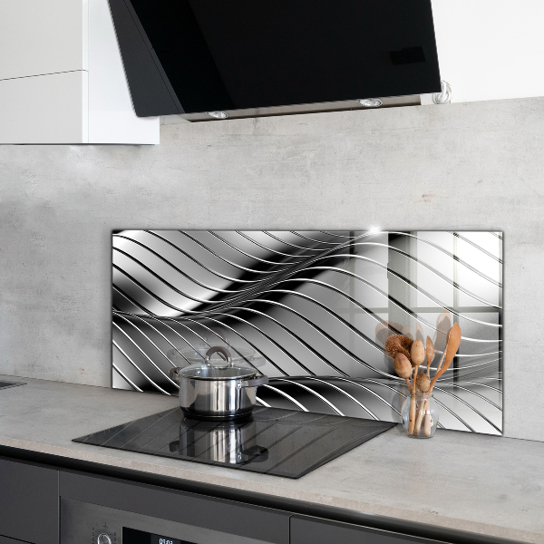 Kitchen wall panels Metal waves abstraction