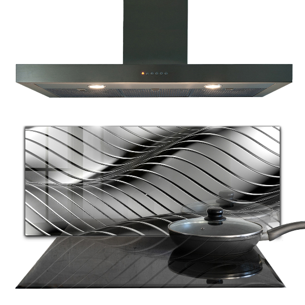 Kitchen wall panels Metal waves abstraction
