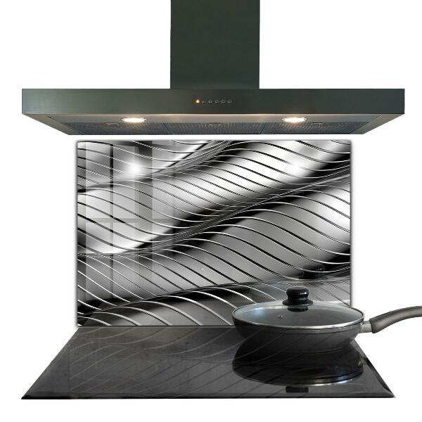 Kitchen wall panels Metal waves abstraction