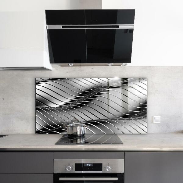 Kitchen wall panels Metal waves abstraction