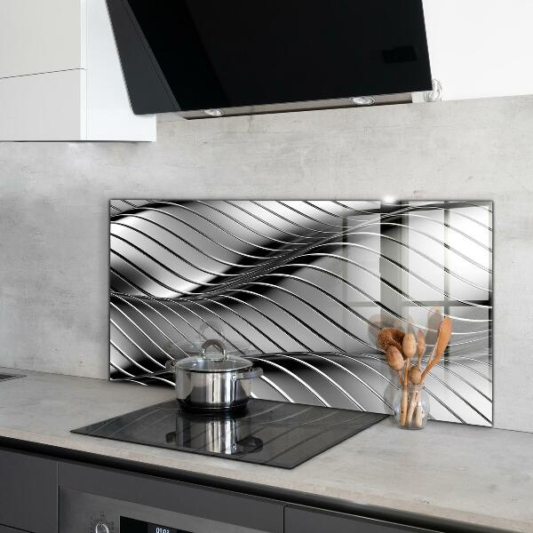 Kitchen wall panels Metal waves abstraction