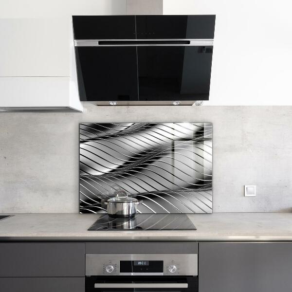 Kitchen wall panels Metal waves abstraction