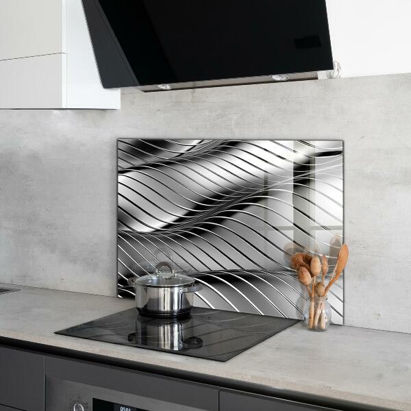 Kitchen wall panels Metal waves abstraction