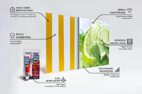 Kitchen wall panels Citrus refreshing limes