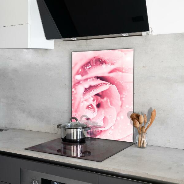 Kitchen glass panel Pink delicate flower