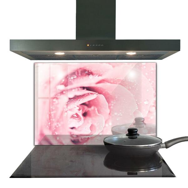 Kitchen glass panel Pink delicate flower