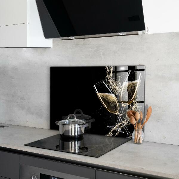 Kitchen wall panels Champagne night toast