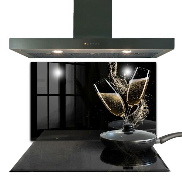 Kitchen wall panels Champagne night toast