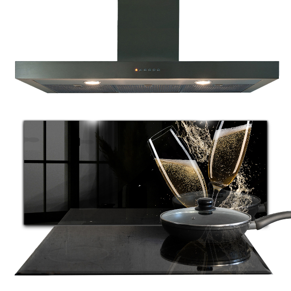 Kitchen wall panels Champagne night toast