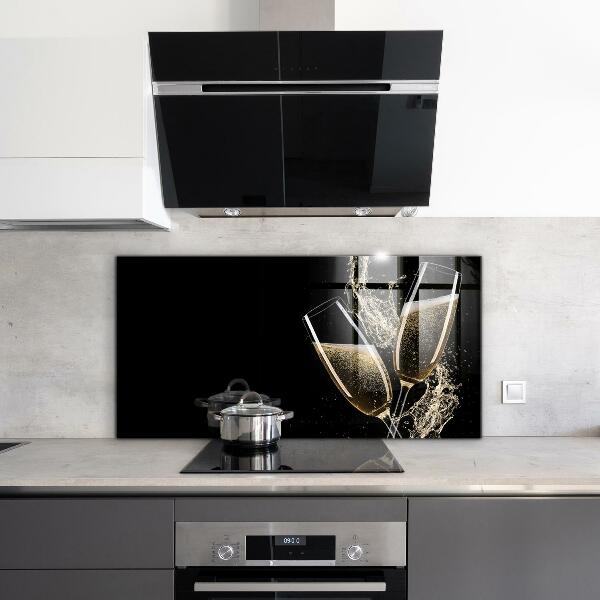 Kitchen wall panels Champagne night toast